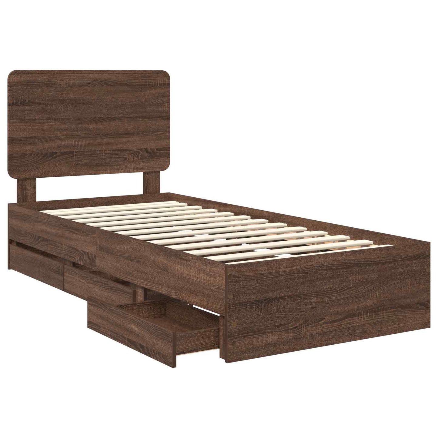 vidaXL Σκελετός Κρεβατιού Καφέ δρυς 75 x 190 cm Μηχανήματος Ξύλο