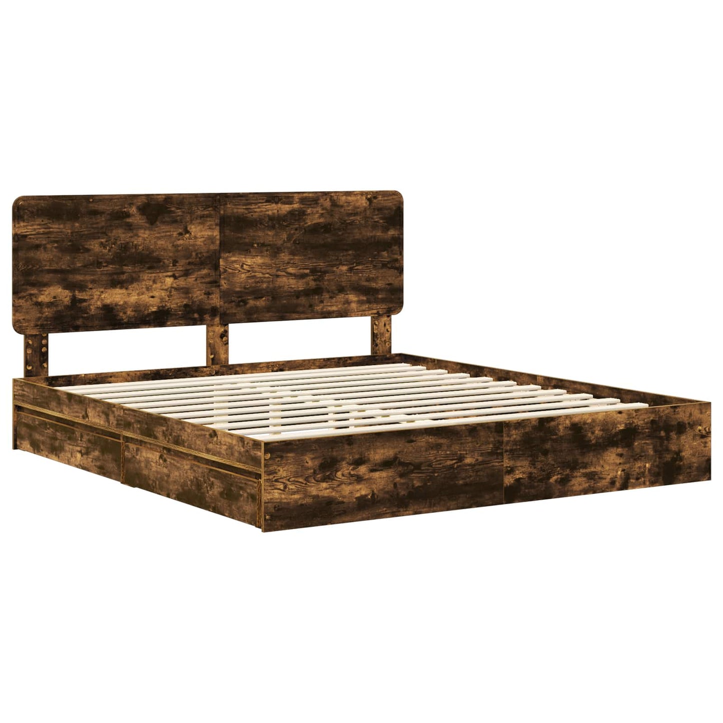 vidaXL Κρεβάτι Αποθήκης Καπνιστό Δρύς 180 x 200 cm Επεξεργασμένο ξύλο