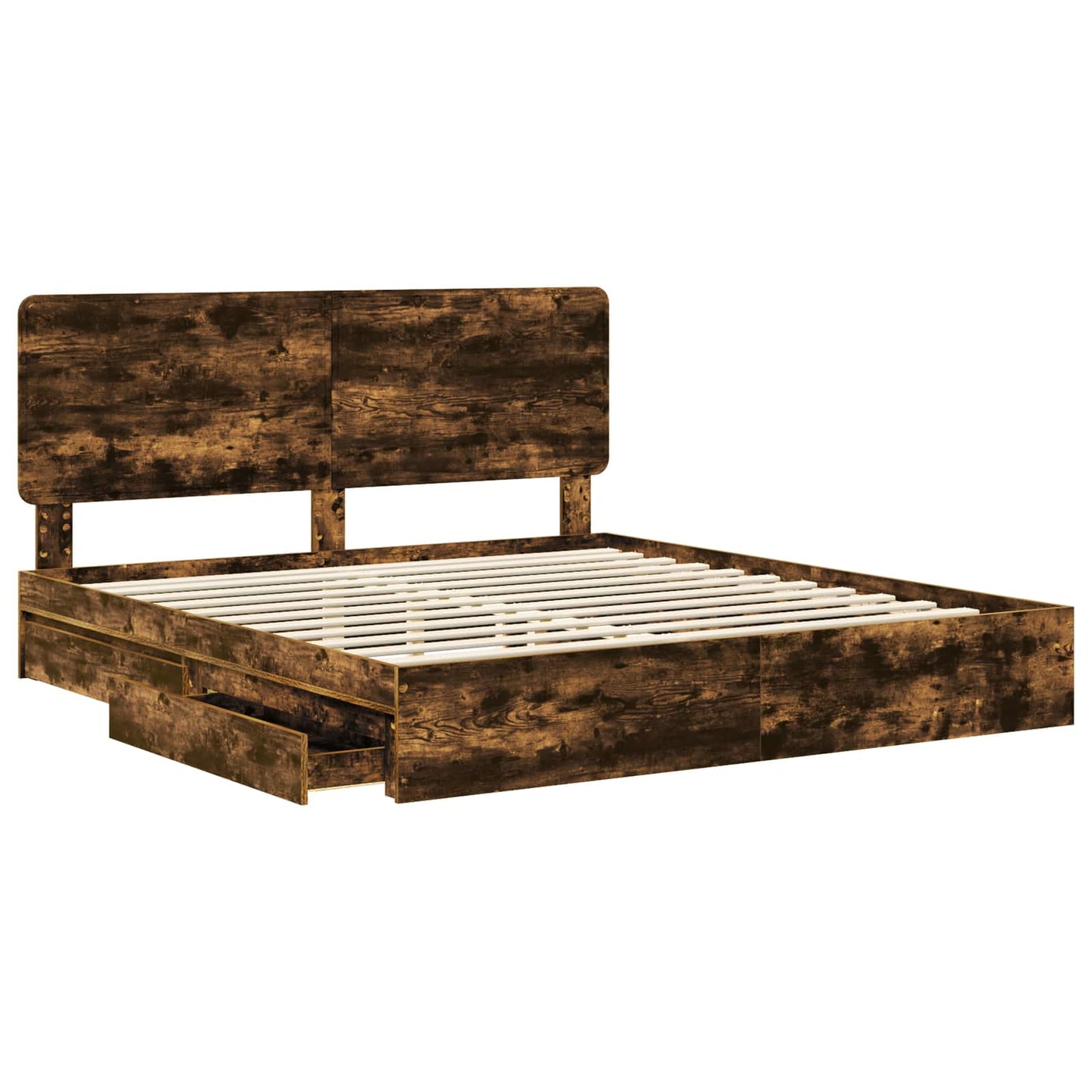 vidaXL Κρεβάτι Αποθήκης Καπνιστό Δρύς 180 x 200 cm Επεξεργασμένο ξύλο