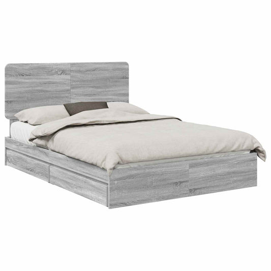 vidaXL Κρεβάτι Αποθήκης Γκρίζο Σονομα 160 x 200 cm Επεξεργασμένο ξύλο