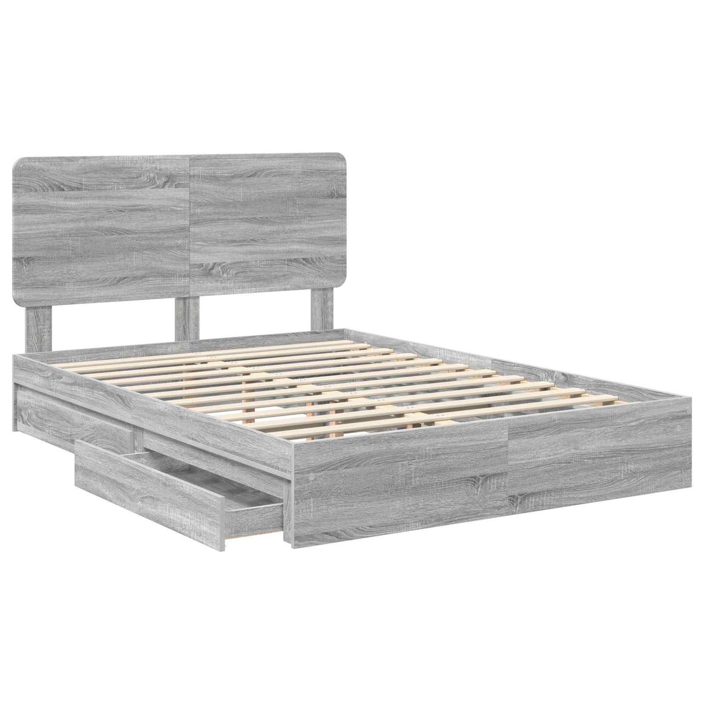 vidaXL Κρεβάτι Αποθήκης Γκρίζο Σονομα 160 x 200 cm Επεξεργασμένο ξύλο