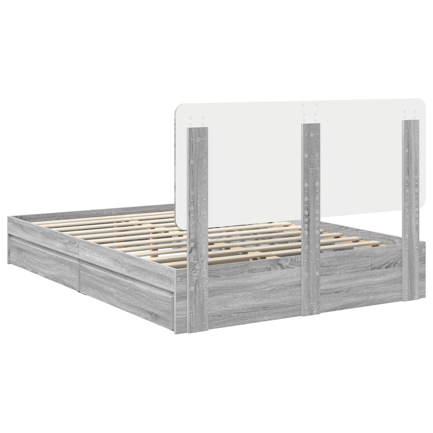 vidaXL Κρεβάτι Αποθήκης Γκρίζο Σονομα 160 x 200 cm Επεξεργασμένο ξύλο