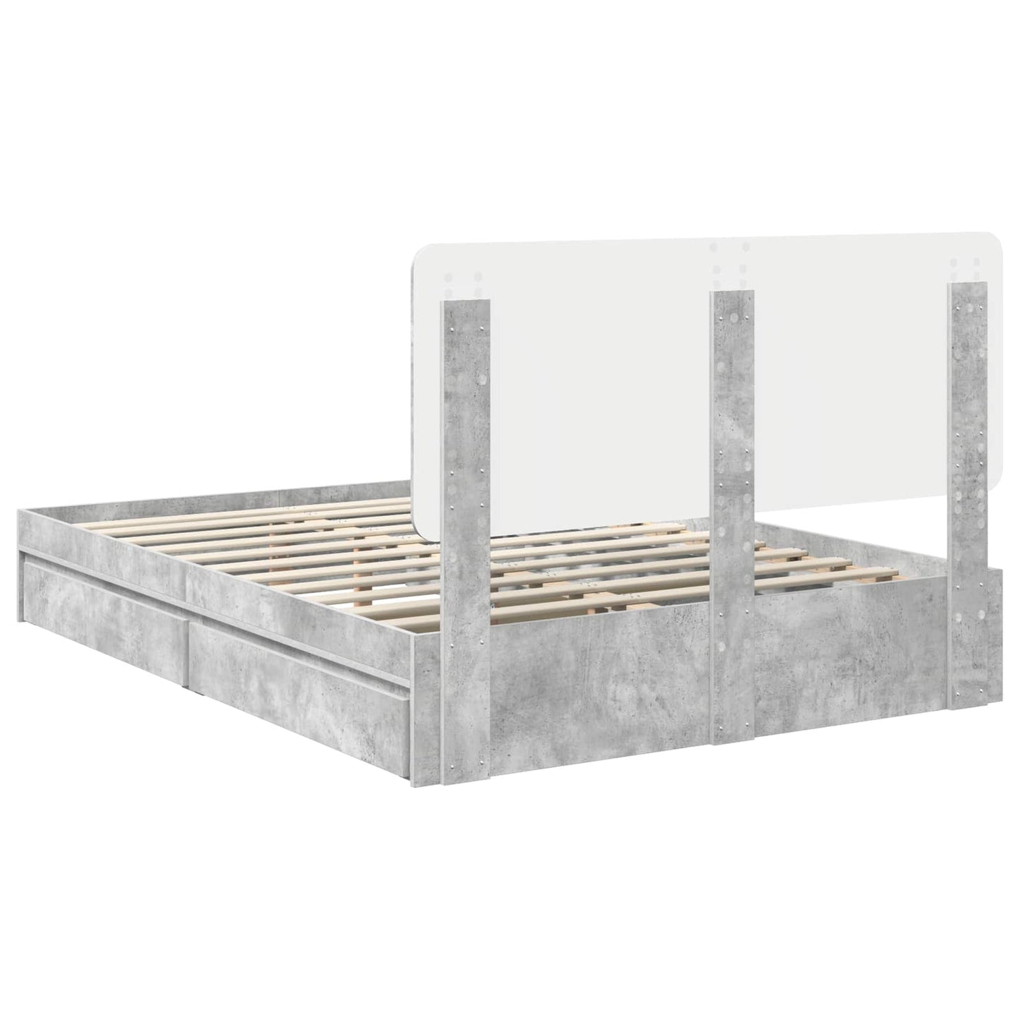 vidaXL Κρεβάτι Αποθήκης Σκυρόδεμα Γκρι 150 x 200 cm Επεξεργασμένο ξύλο