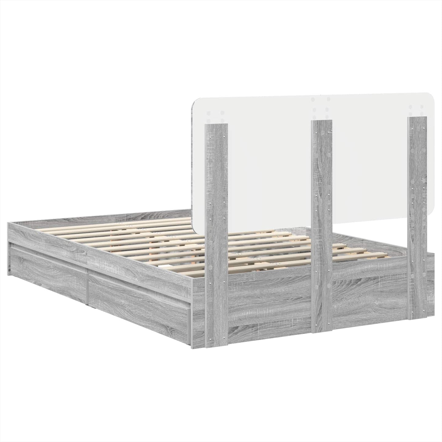 vidaXL Κρεβάτι Αποθήκης Γκρίζο Σονομα 135 x 190 cm Επεξεργασμένο ξύλο