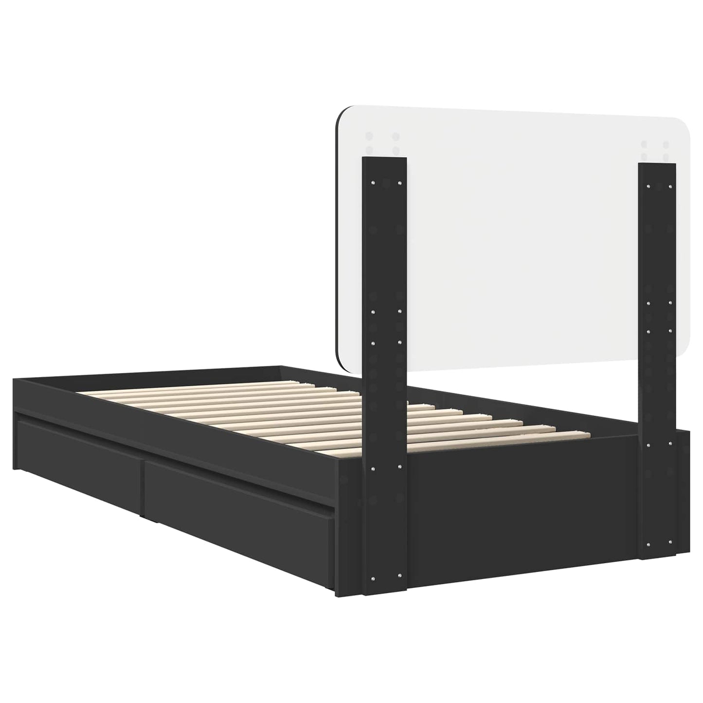 vidaXL Κρεβάτι Αποθήκης Μαύρο 100 x 200 cm Επεξεργασμένο ξύλο