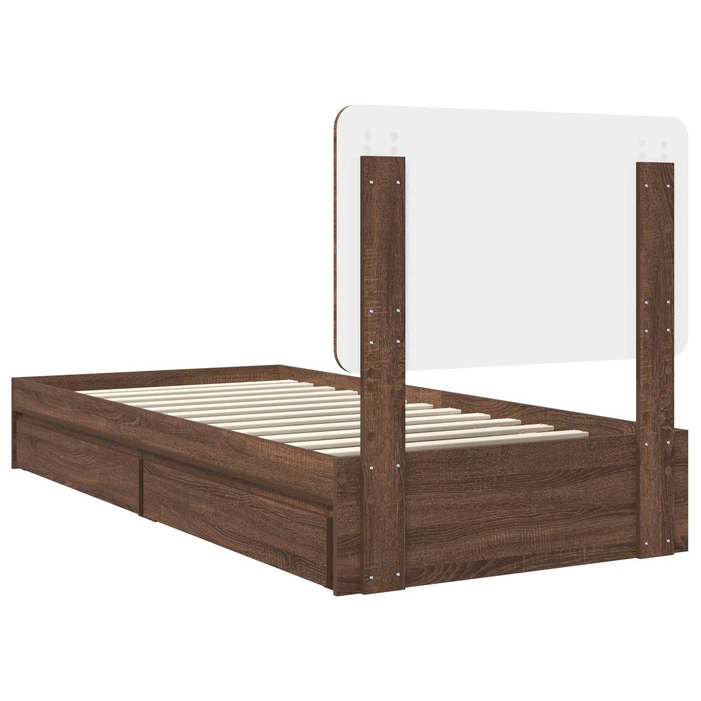 vidaXL Κρεβάτι Αποθήκης Καφέ δρυς 100 x 200 cm Επεξεργασμένο ξύλο