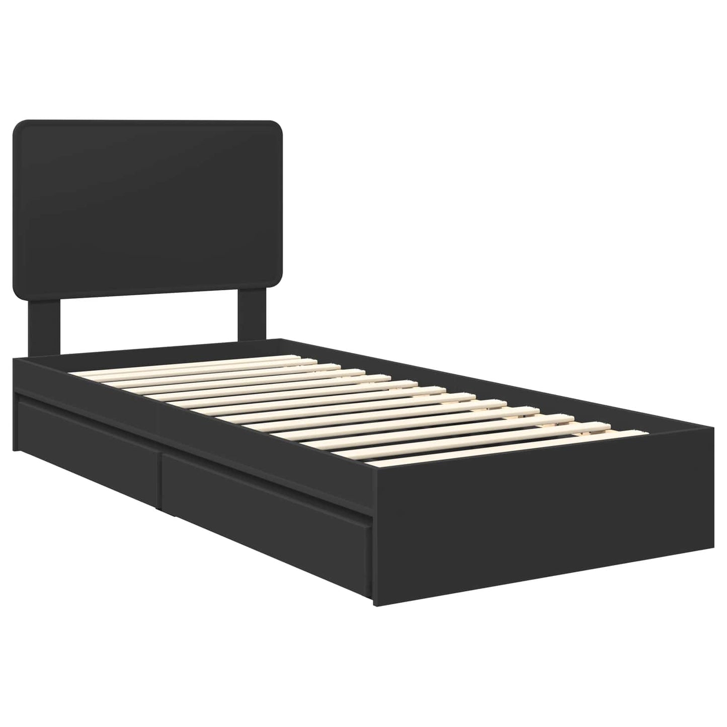 vidaXL Κρεβάτι Αποθήκης Μαύρο 90 x 190 cm Επεξεργασμένο ξύλο