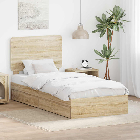 vidaXL Κρεβάτι Αποθήκης Δρύς Sonoma 90 x 190 cm Επεξεργασμένο ξύλο