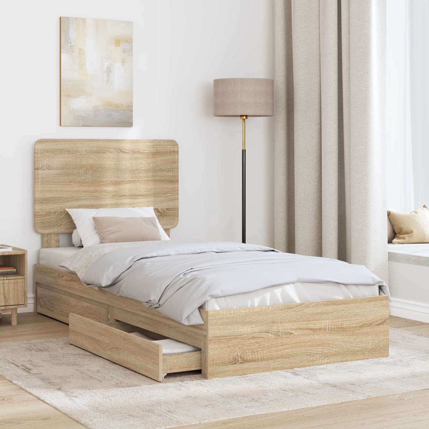 vidaXL Κρεβάτι Αποθήκης Δρύς Sonoma 90 x 190 cm Επεξεργασμένο ξύλο