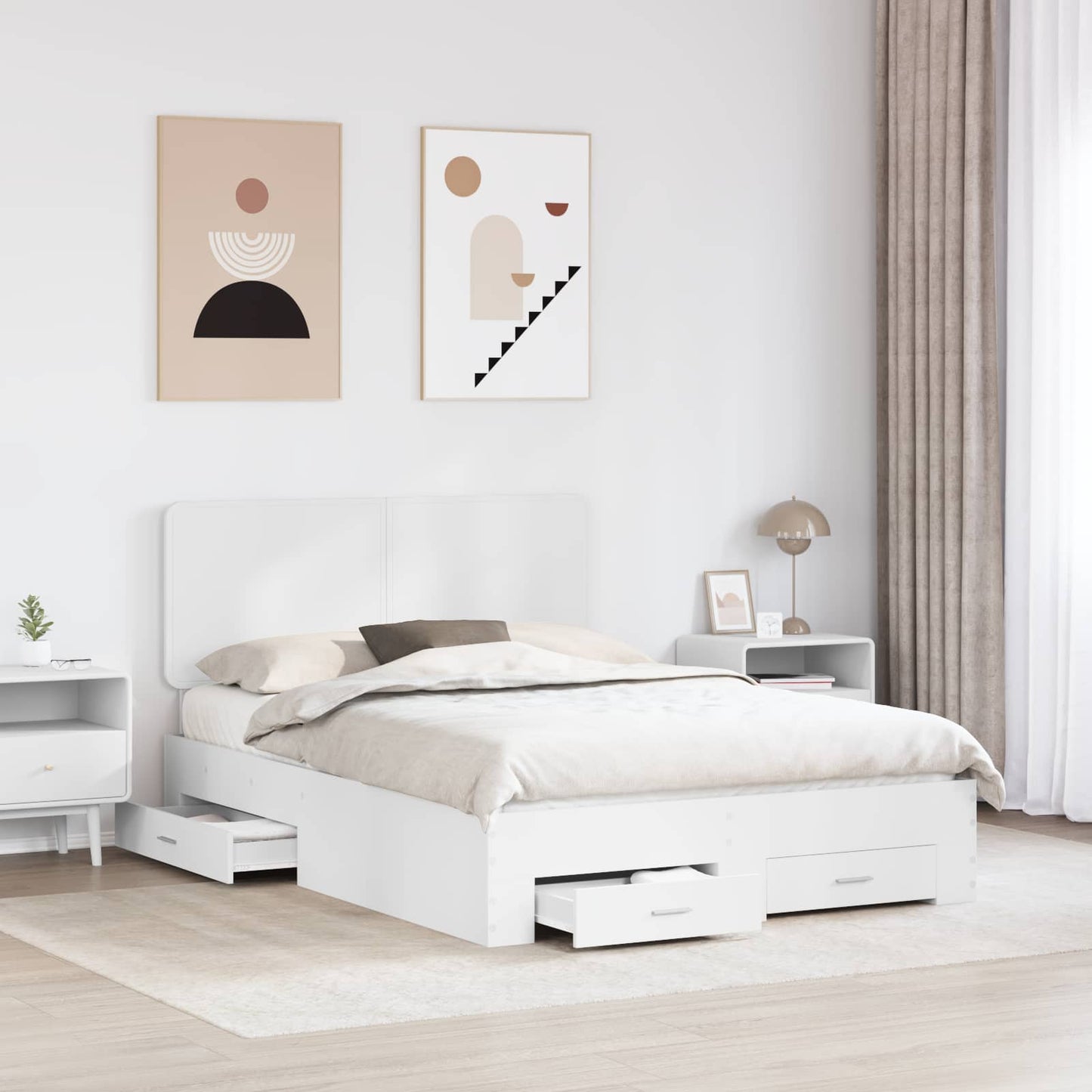 vidaXL Σκελετός Κρεβατιού Λευκό 140 x 190 cm Επεξεργασμένο ξύλο