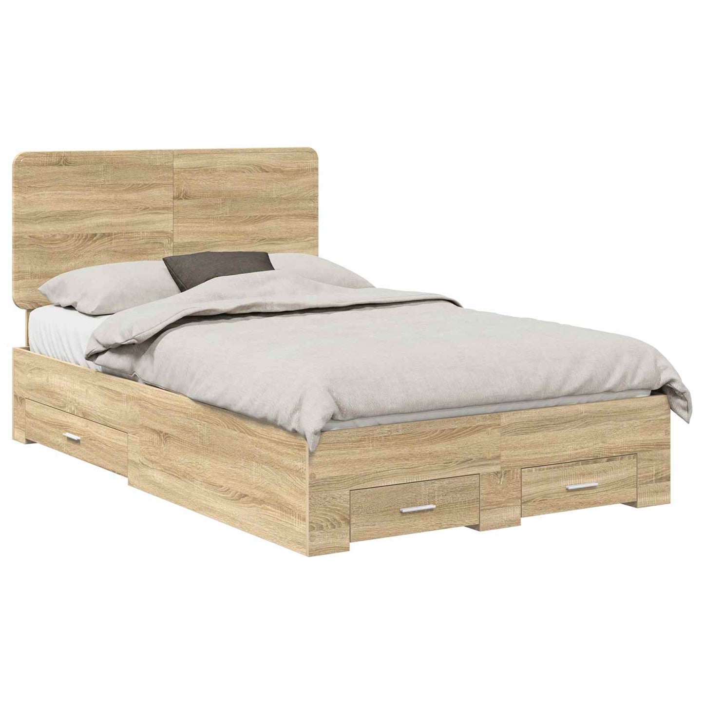 vidaXL Σκελετός Κρεβατιού Δρύς Sonoma 135 x 190 cm Επεξεργασμένο ξύλο