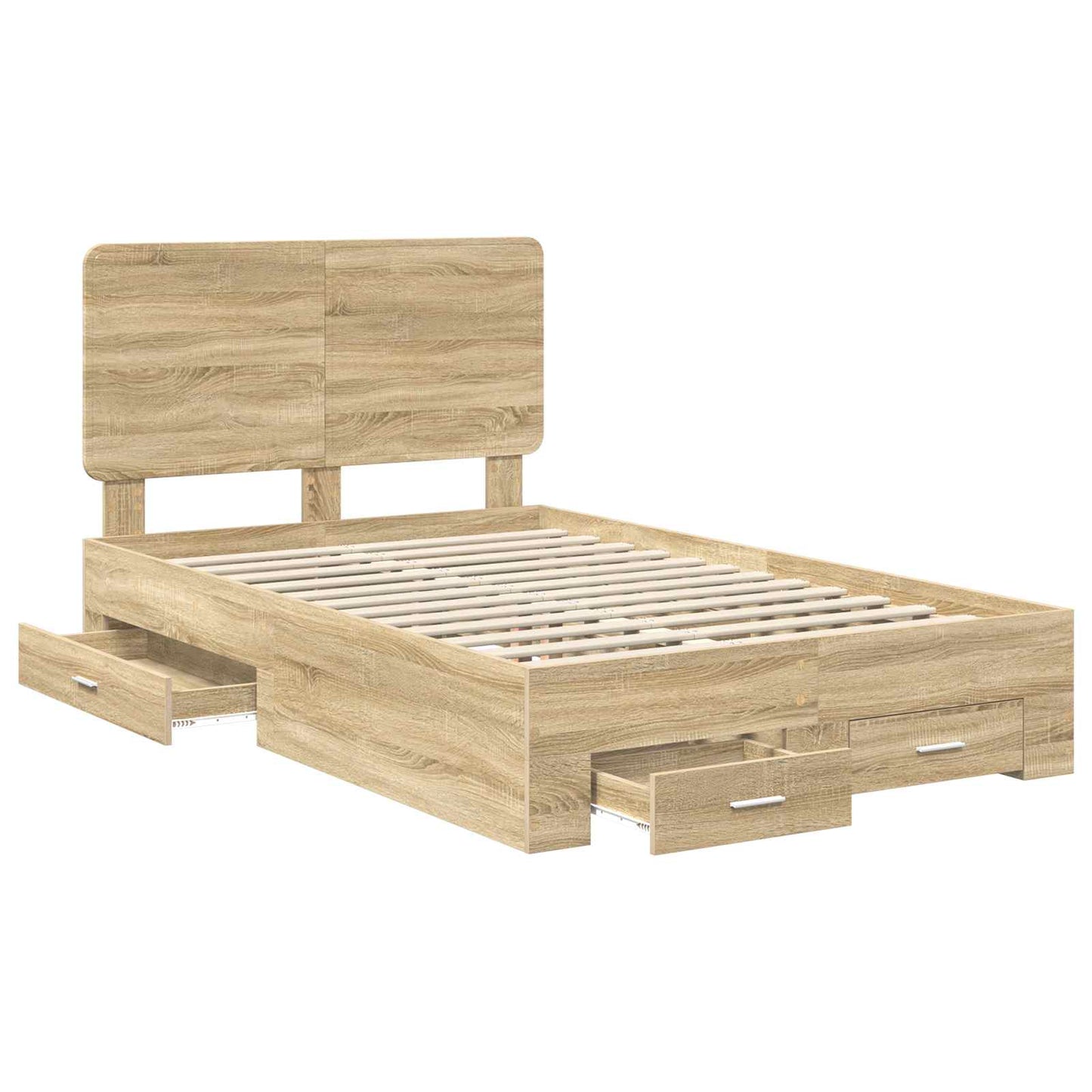 vidaXL Σκελετός Κρεβατιού Δρύς Sonoma 135 x 190 cm Επεξεργασμένο ξύλο