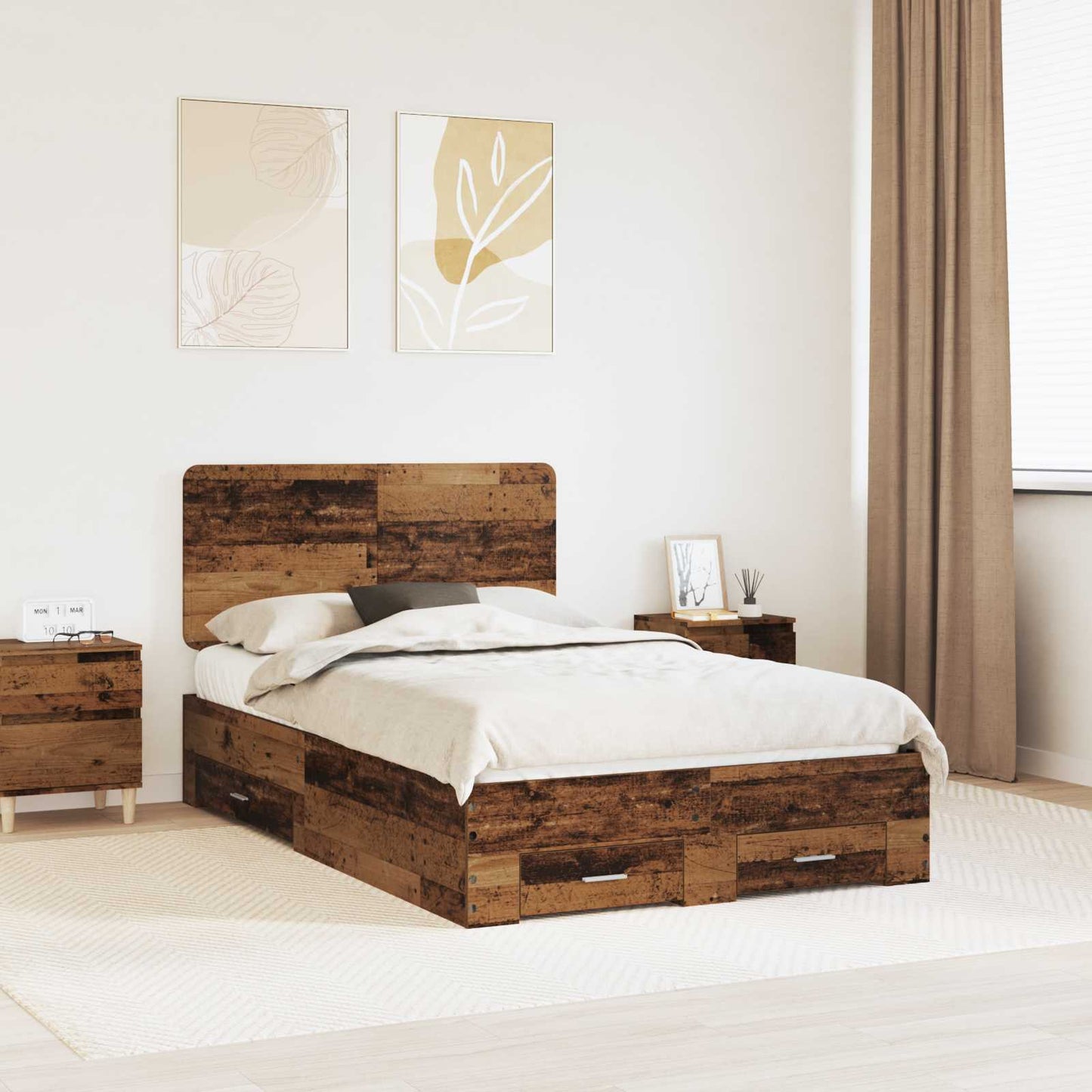 vidaXL Σκελετός Κρεβατιού Παλιό ξύλο 120 x 190 cm Επεξεργασμένο ξύλο