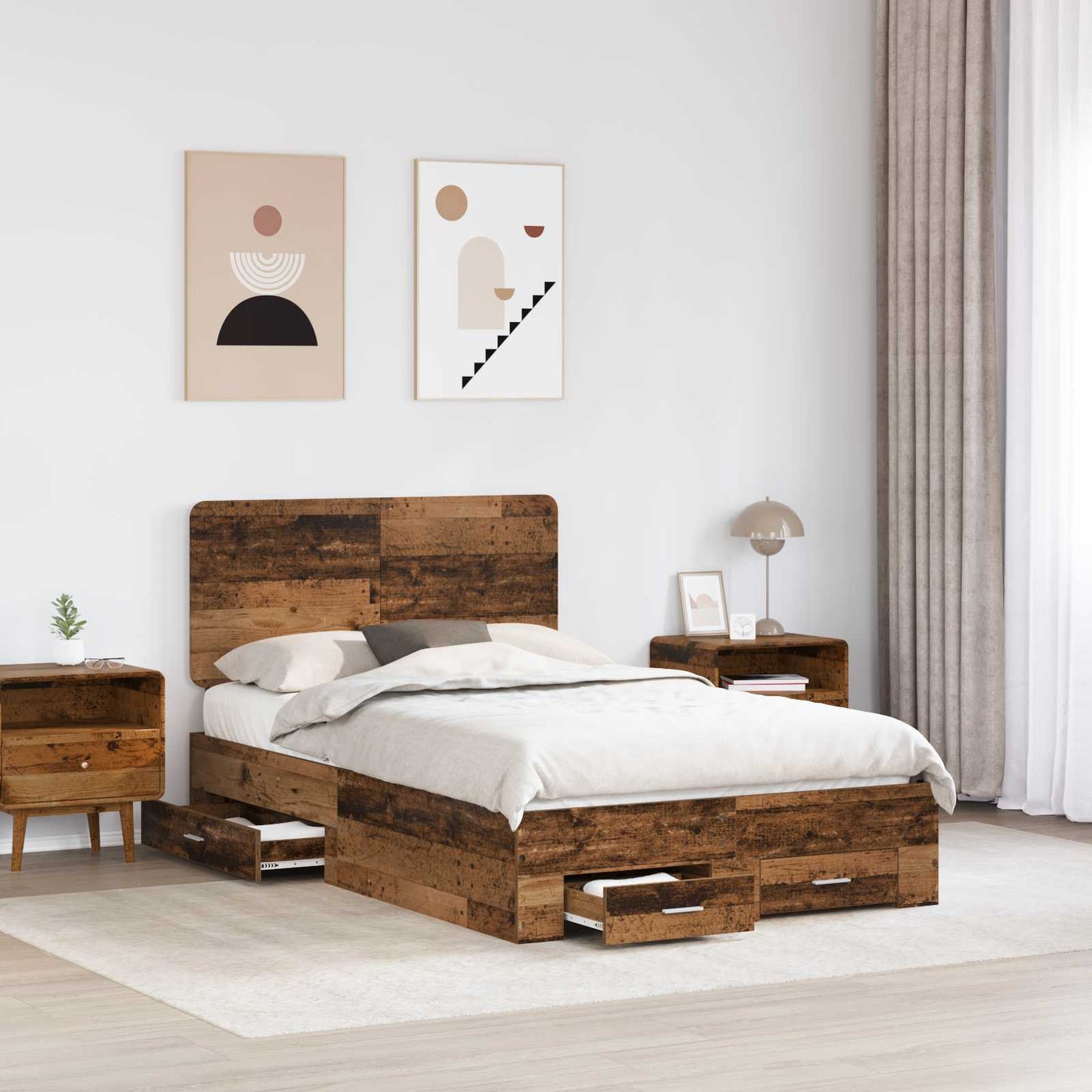 vidaXL Σκελετός Κρεβατιού Παλιό ξύλο 120 x 190 cm Επεξεργασμένο ξύλο