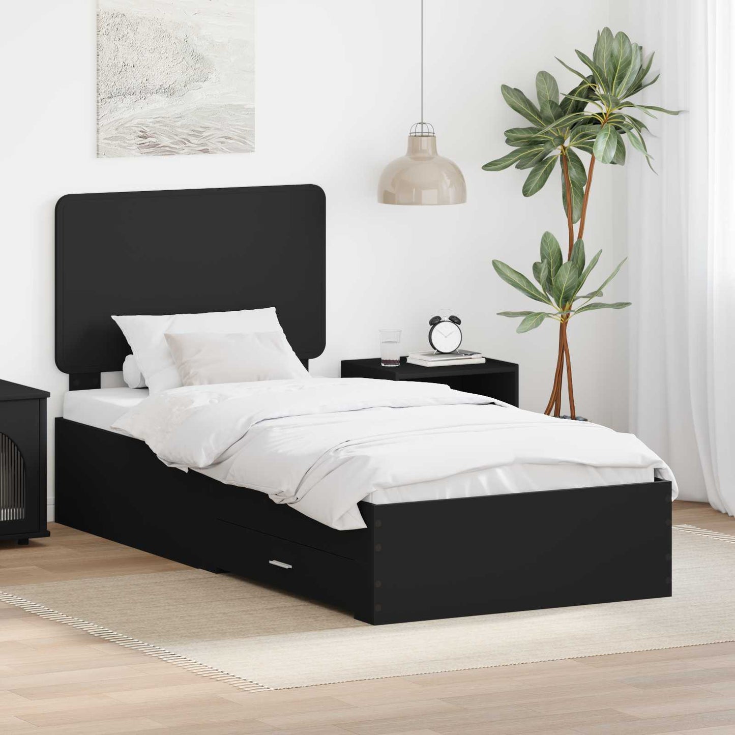 vidaXL Σκελετός Κρεβατιού Μαύρο 100 x 200 cm Επεξεργασμένο ξύλο