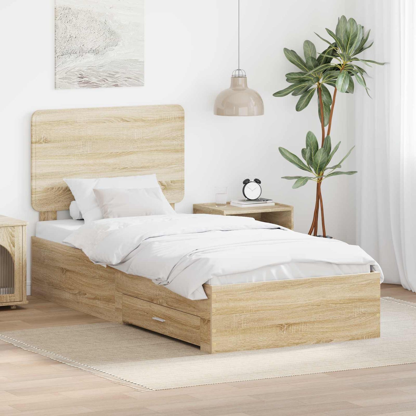 vidaXL Σκελετός Κρεβατιού Δρύς Sonoma 90 x 190 cm Επεξεργασμένο ξύλο