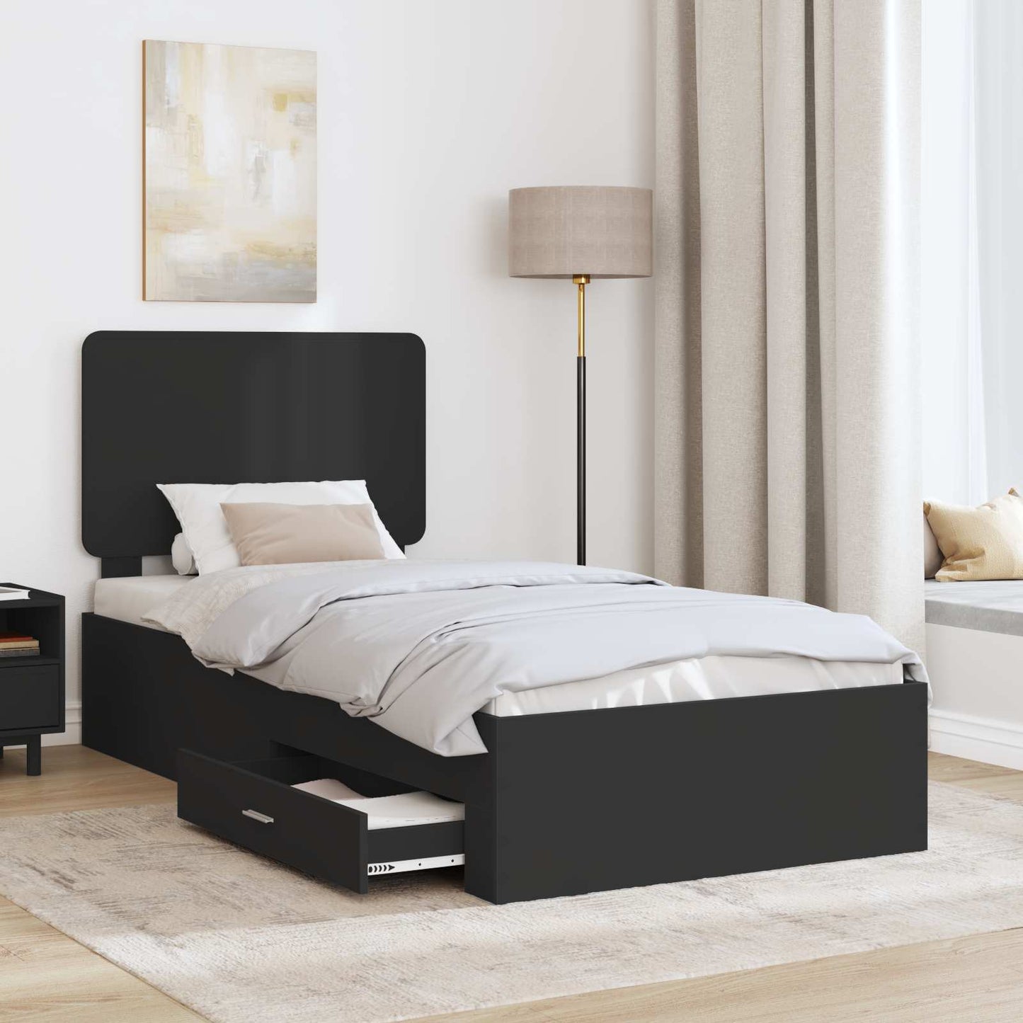 vidaXL Σκελετός Κρεβατιού Μαύρο 75 x 190 cm Επεξεργασμένο ξύλο