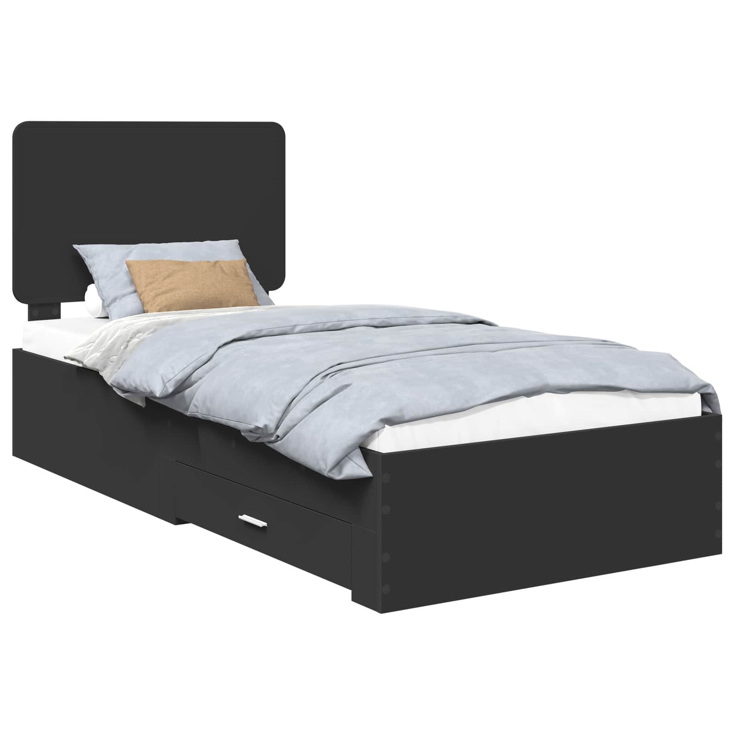 vidaXL Σκελετός Κρεβατιού Μαύρο 75 x 190 cm Επεξεργασμένο ξύλο