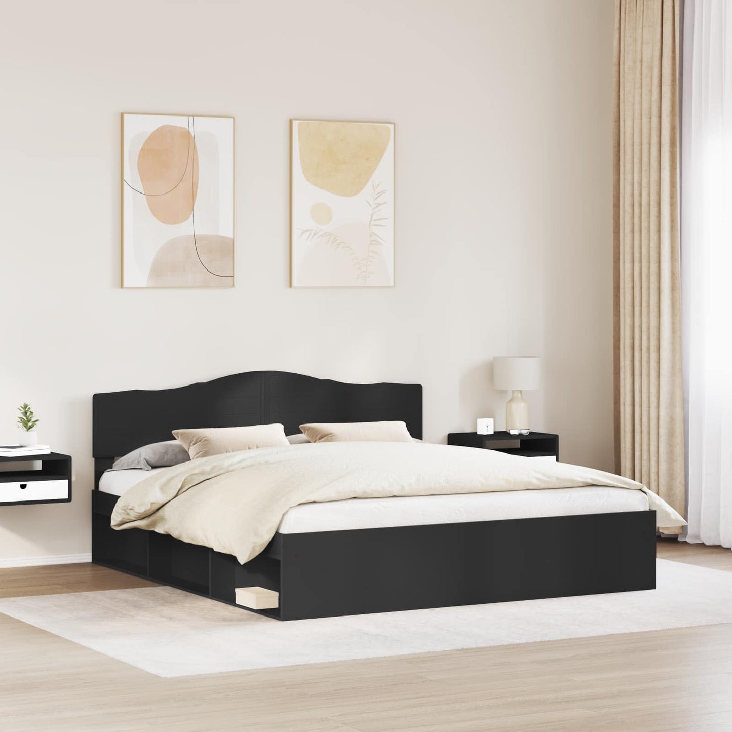 vidaXL Σκελετός Κρεβατιού Μαύρο 180 x 200 cm Στερεά ξυλεία πεύκου