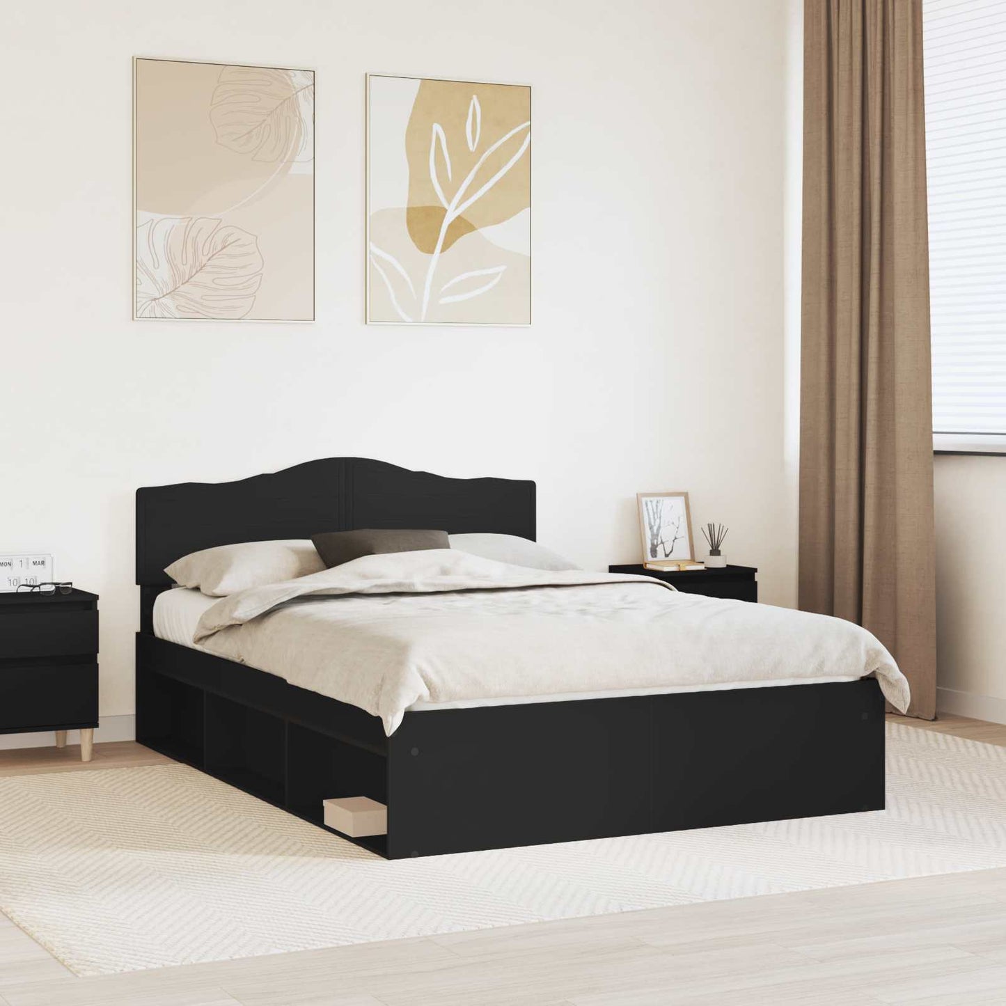vidaXL Σκελετός Κρεβατιού Μαύρο 160 x 200 cm Στερεά ξυλεία πεύκου