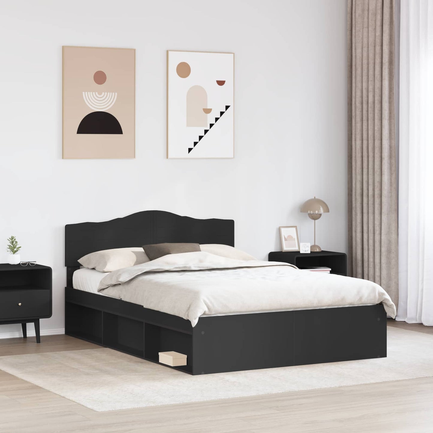 vidaXL Σκελετός Κρεβατιού Μαύρο 160 x 200 cm Στερεά ξυλεία πεύκου