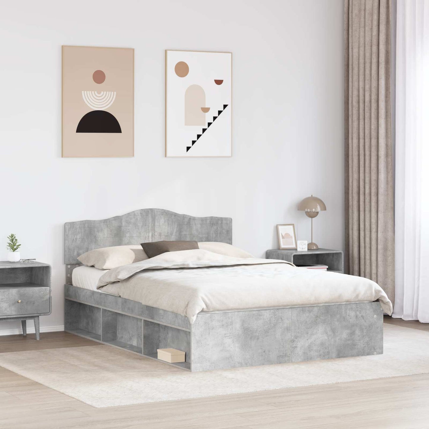 vidaXL Σκελετός Κρεβατιού Σκυρόδεμα 140 x 200 cm Στερεά ξυλεία πεύκου