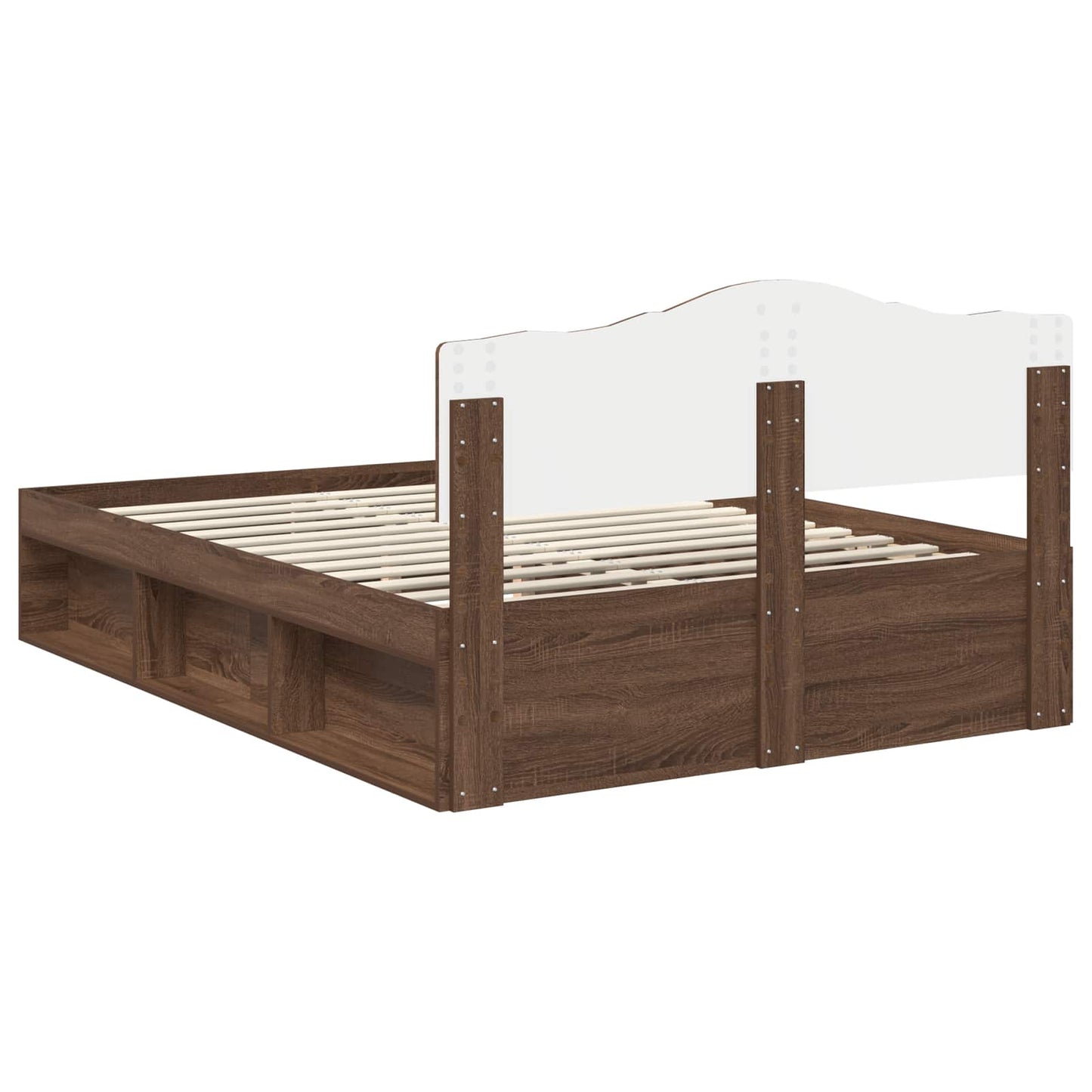 vidaXL Σκελετός Κρεβατιού Καφέ δρυς 140 x 200 cm Στερεά ξυλεία πεύκου