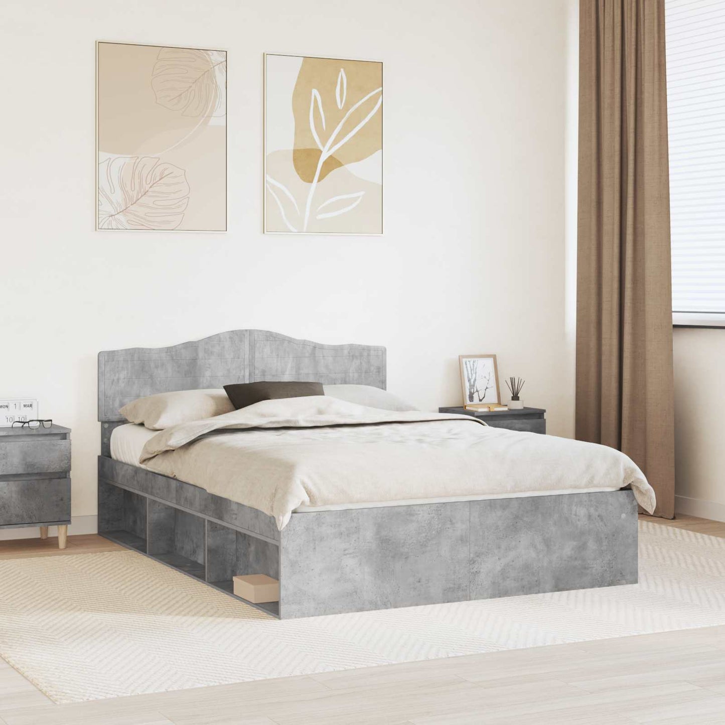 vidaXL Σκελετός Κρεβατιού Σκυρόδεμα 140 x 190 cm Στερεά ξυλεία πεύκου