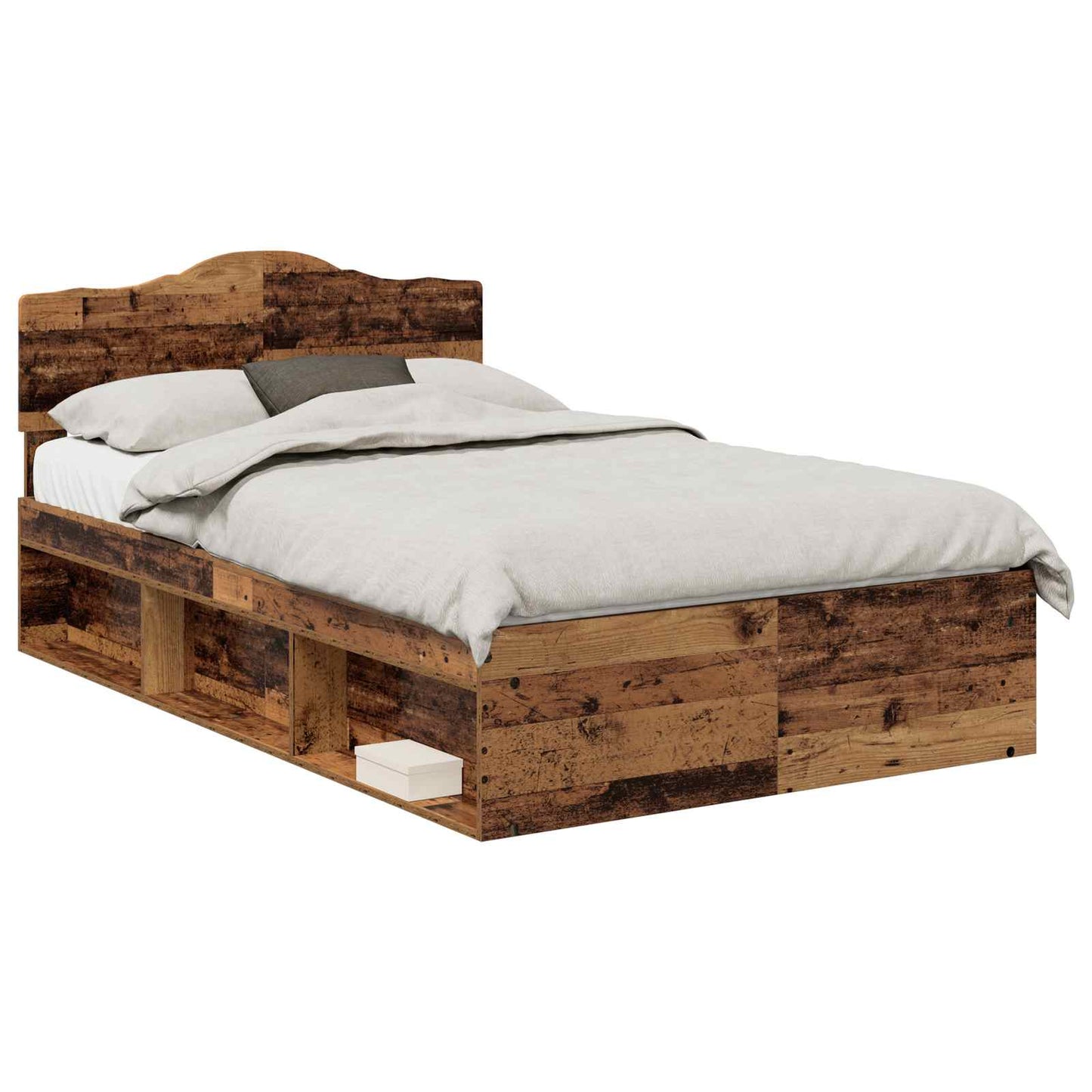 vidaXL Σκελετός Κρεβατιού Παλιό ξύλο 135 x 190 cm Στερεά ξυλεία πεύκου