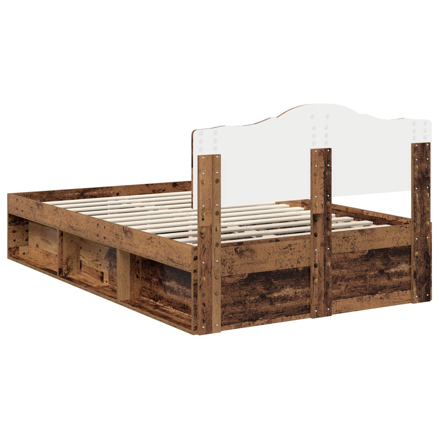 vidaXL Σκελετός Κρεβατιού Παλιό ξύλο 135 x 190 cm Στερεά ξυλεία πεύκου