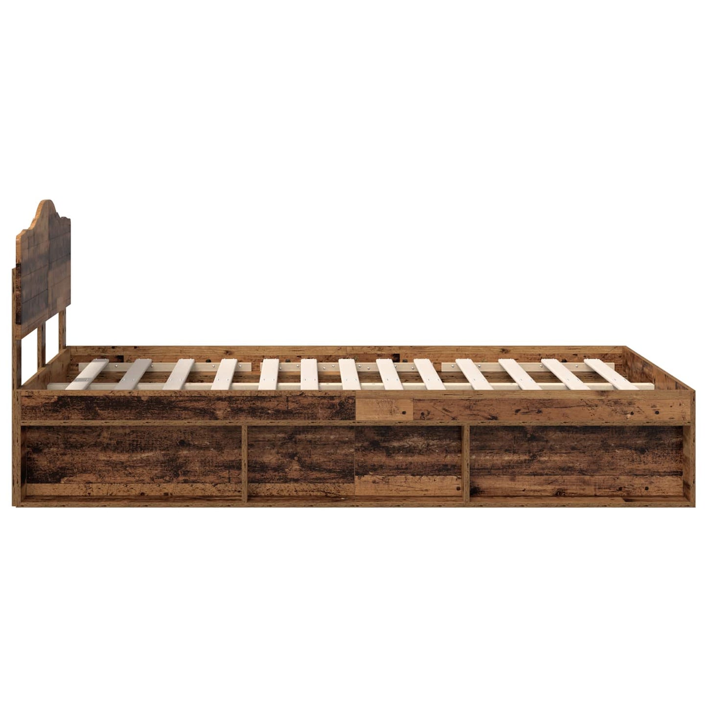 vidaXL Σκελετός Κρεβατιού Παλιό ξύλο 135 x 190 cm Στερεά ξυλεία πεύκου