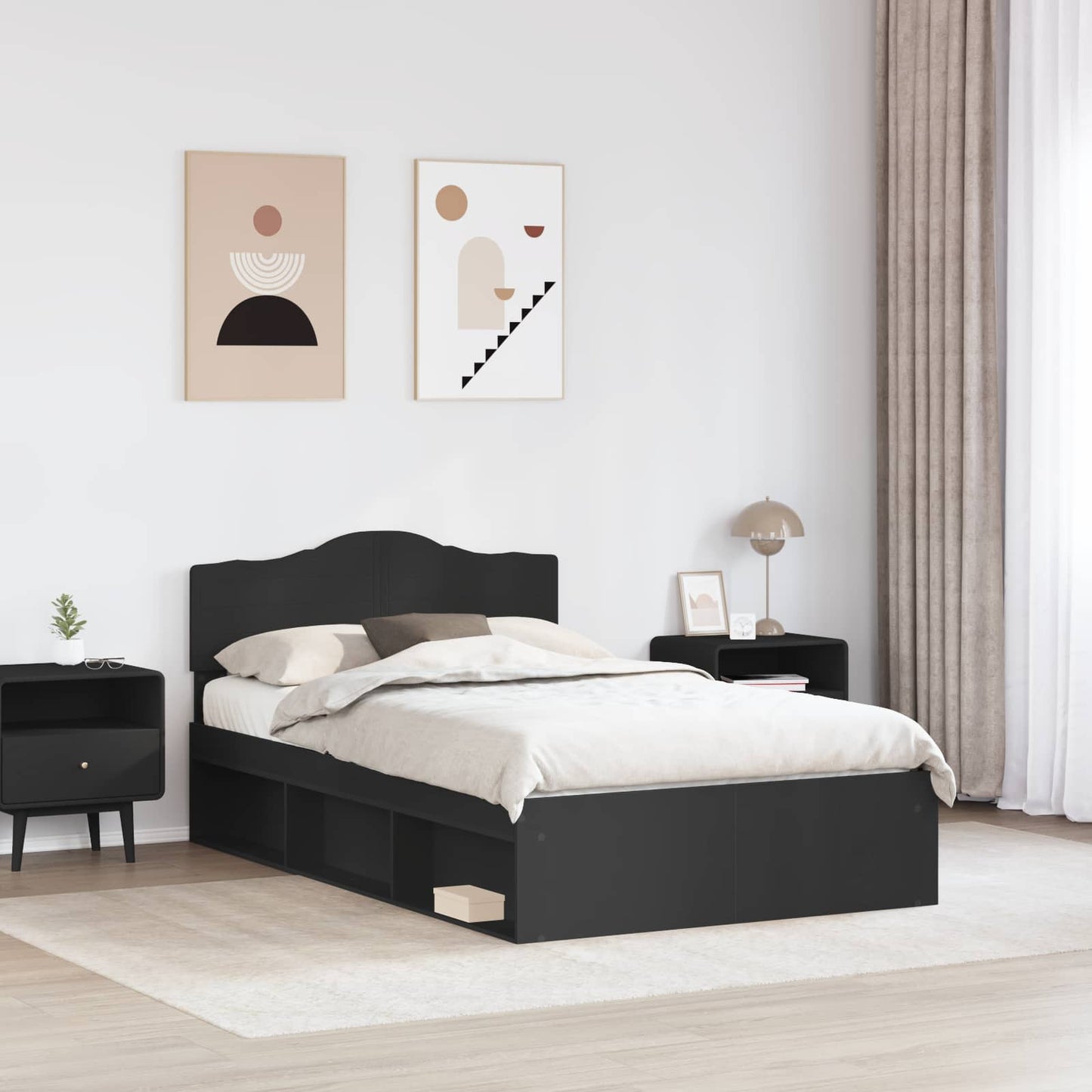 vidaXL Σκελετός Κρεβατιού Μαύρο 120 x 200 cm Στερεά ξυλεία πεύκου