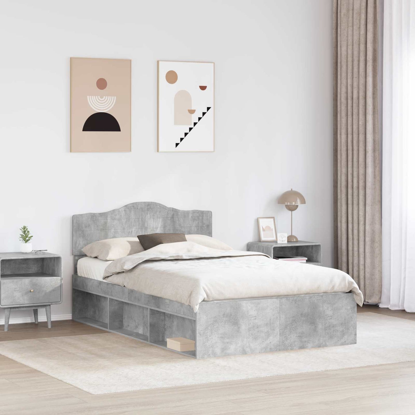 vidaXL Σκελετός Κρεβατιού Σκυρόδεμα 120 x 200 cm Στερεά ξυλεία πεύκου