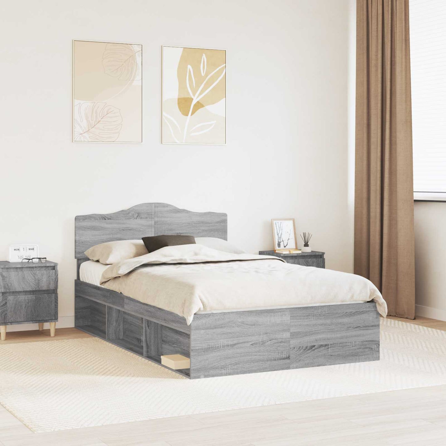 vidaXL Σκελετός Κρεβατιού Γκρι Sonoma 120 x 190 cm