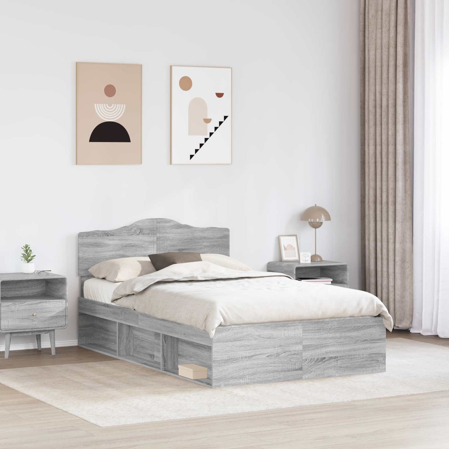 vidaXL Σκελετός Κρεβατιού Γκρι Sonoma 120 x 190 cm