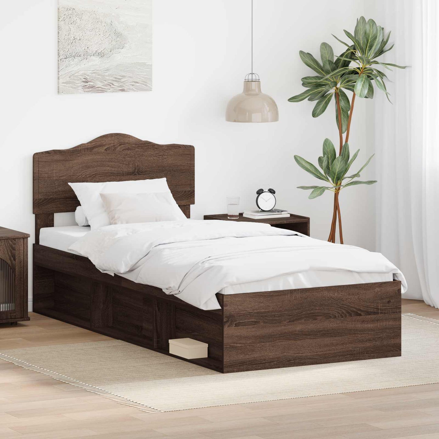 vidaXL Σκελετός Κρεβατιού Καφέ δρυς 100 x 200 cm Στερεά ξυλεία πεύκου
