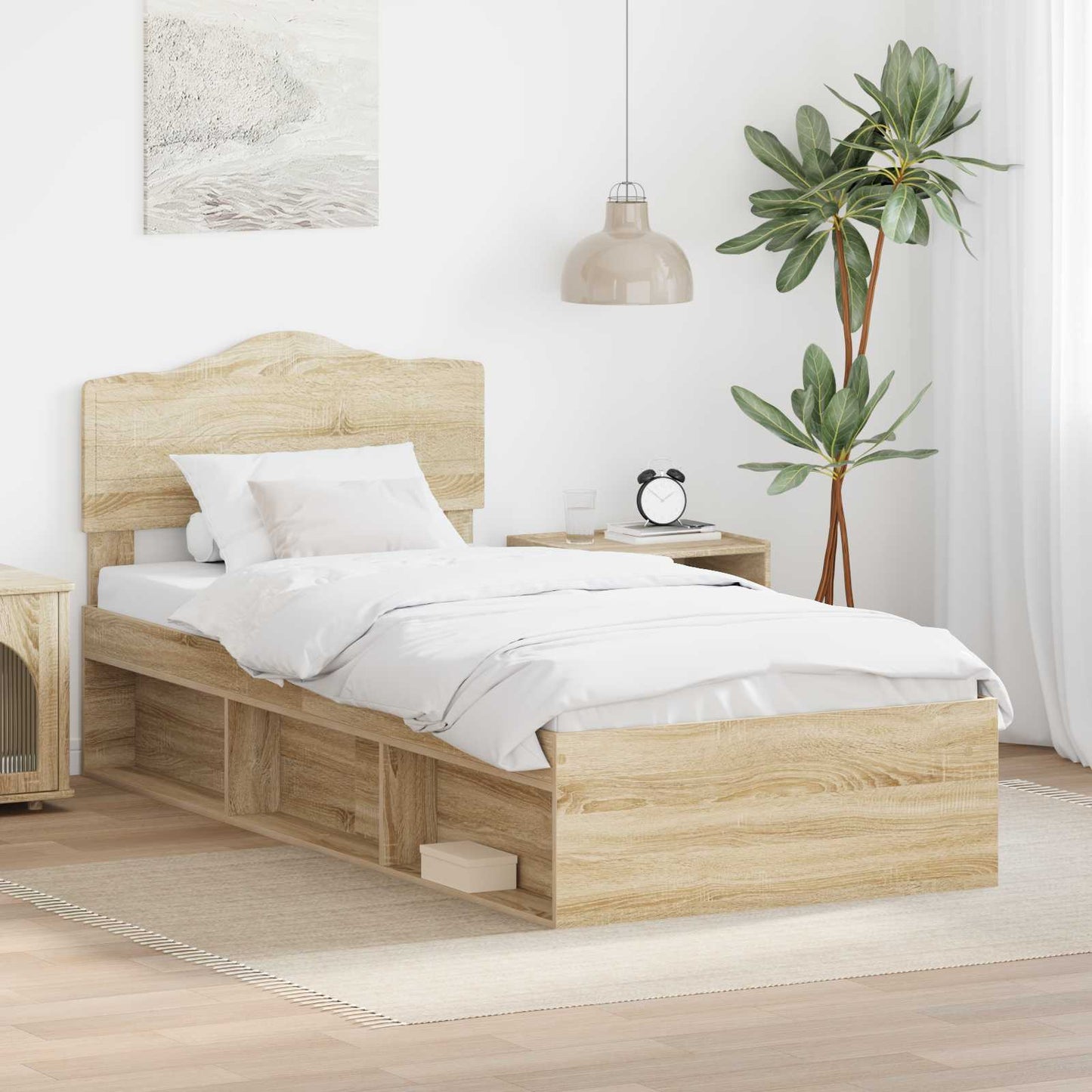 vidaXL Σκελετός Κρεβατιού Δρύς Sonoma 90 x 200 cm Στερεά ξυλεία πεύκου