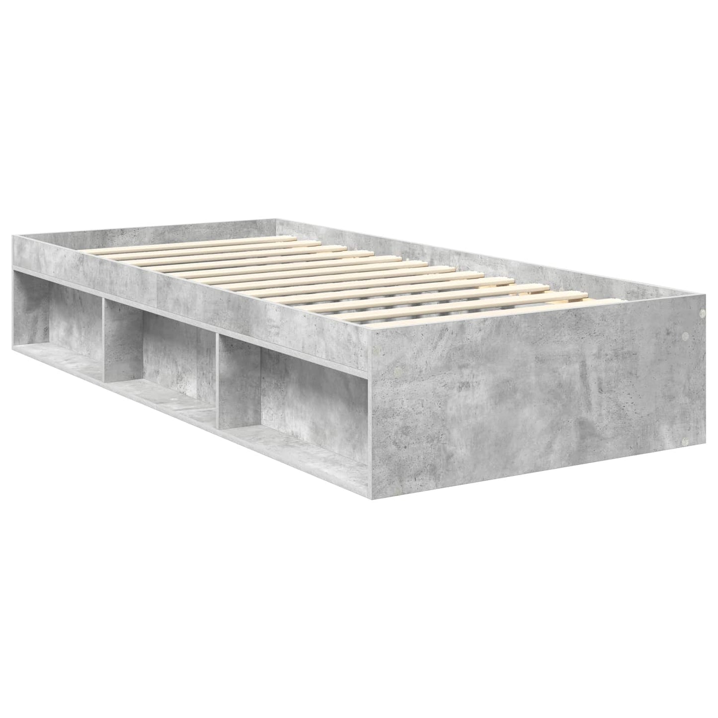 vidaXL Σκελετός Κρεβατιού Γκρι Μπετόν 90 x 190 cm Στερεά ξυλεία πεύκου