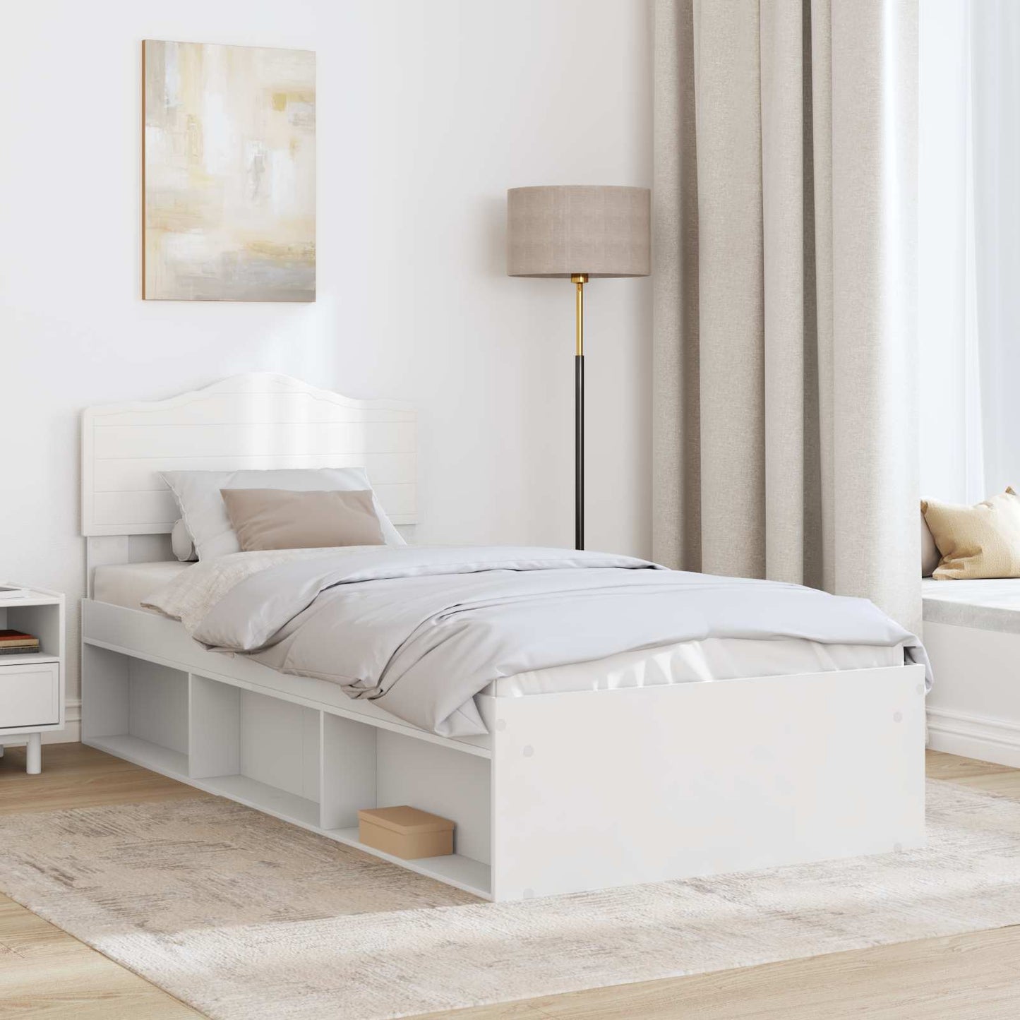vidaXL Σκελετός Κρεβατιού Λευκό 75 x 190 cm Στερεά ξυλεία πεύκου