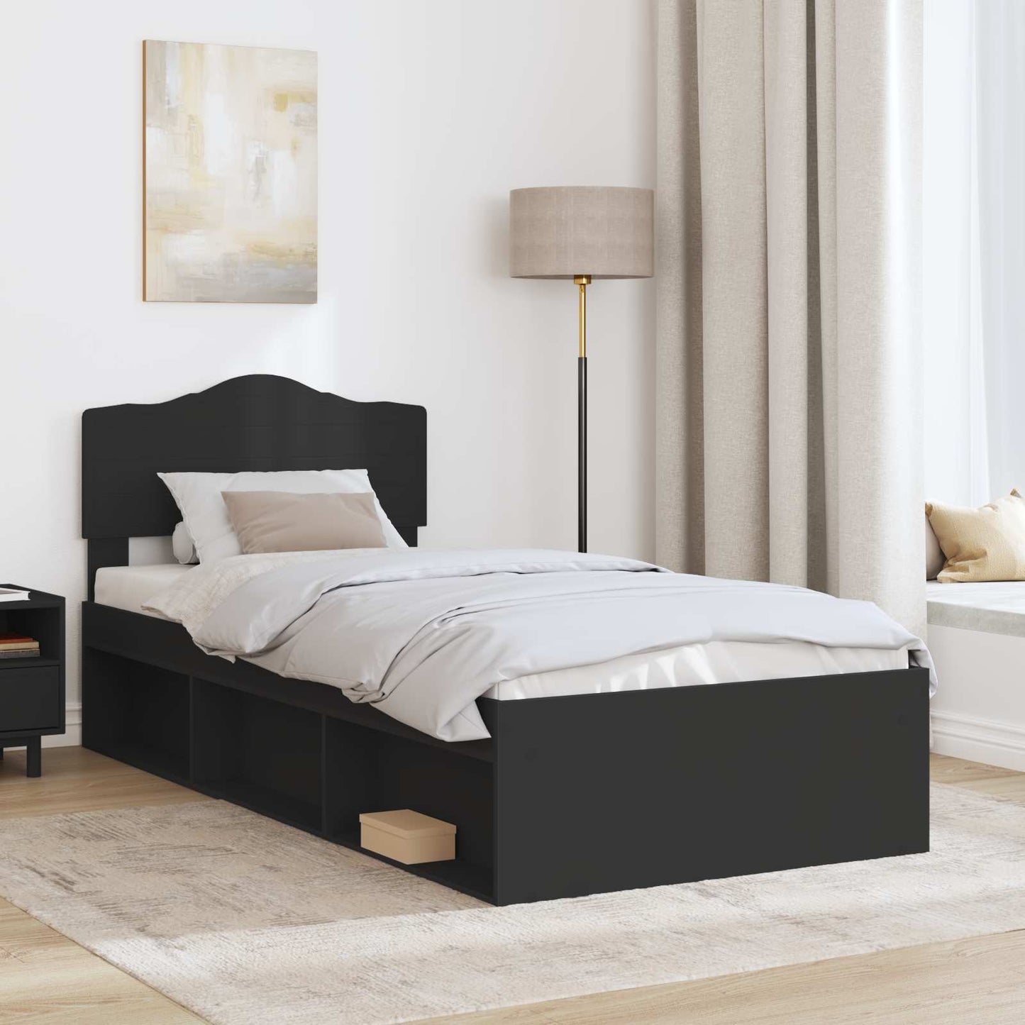 vidaXL Σκελετός Κρεβατιού Μαύρο 75 x 190 cm Στερεά ξυλεία πεύκου