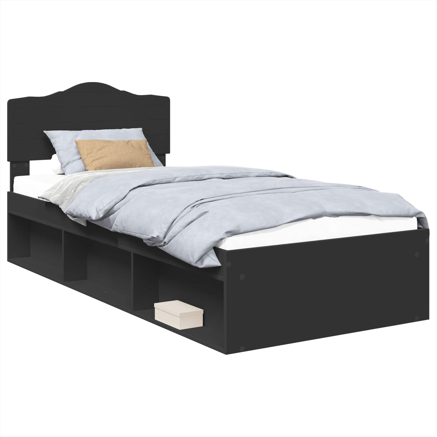 vidaXL Σκελετός Κρεβατιού Μαύρο 75 x 190 cm Στερεά ξυλεία πεύκου