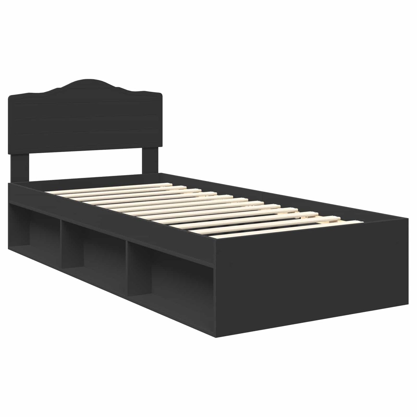 vidaXL Σκελετός Κρεβατιού Μαύρο 75 x 190 cm Στερεά ξυλεία πεύκου