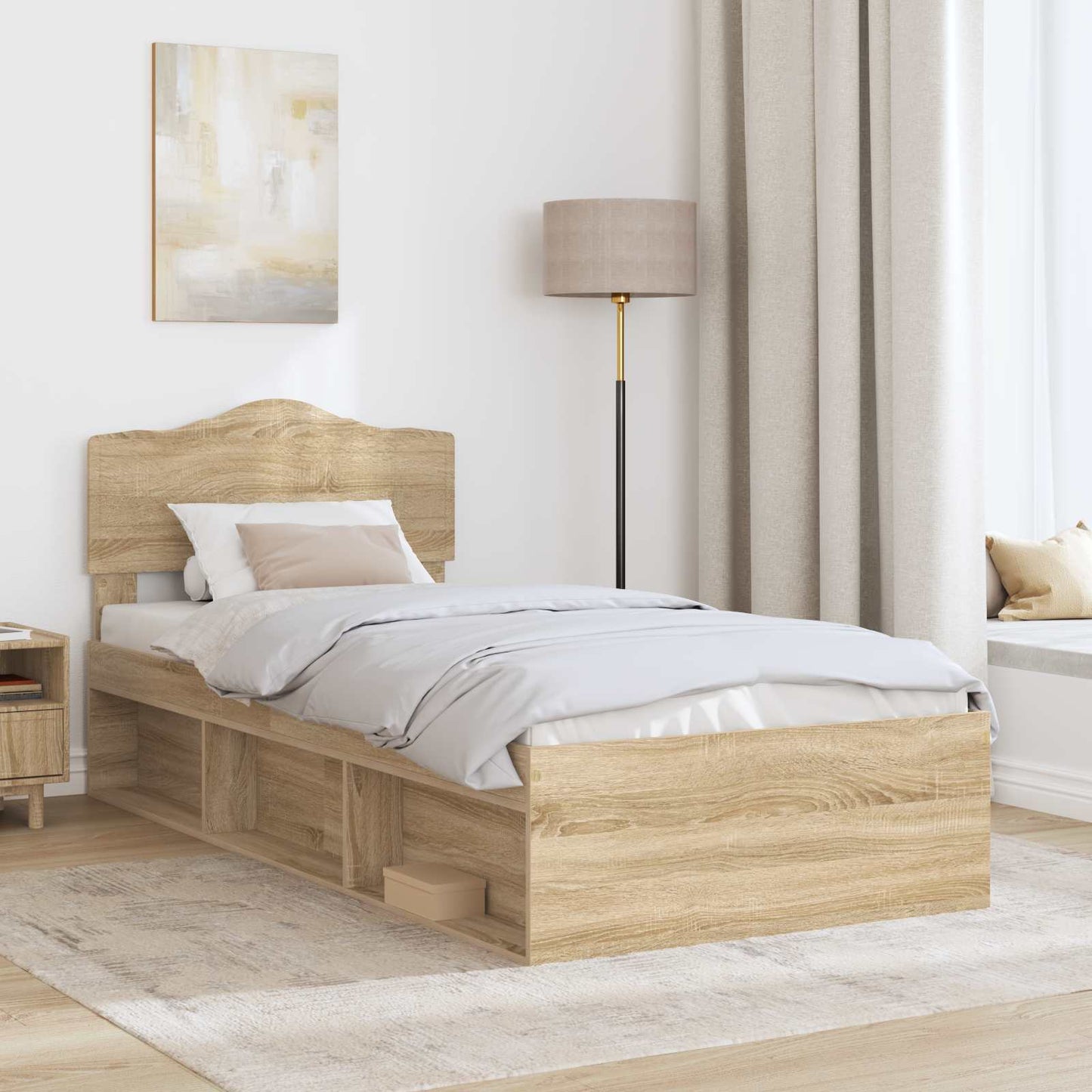 vidaXL Σκελετός Κρεβατιού Δρύς Sonoma 75 x 190 cm Στερεά ξυλεία πεύκου