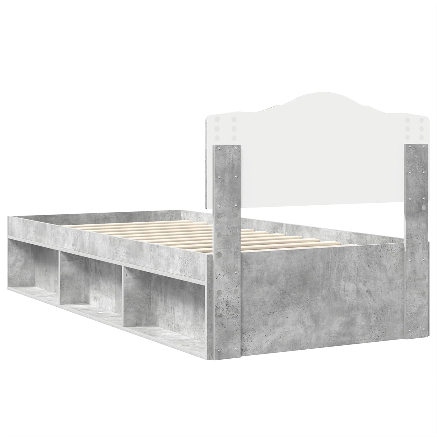 vidaXL Σκελετός Κρεβατιού Γκρι Μπετόν 75 x 190 cm Στερεά ξυλεία πεύκου