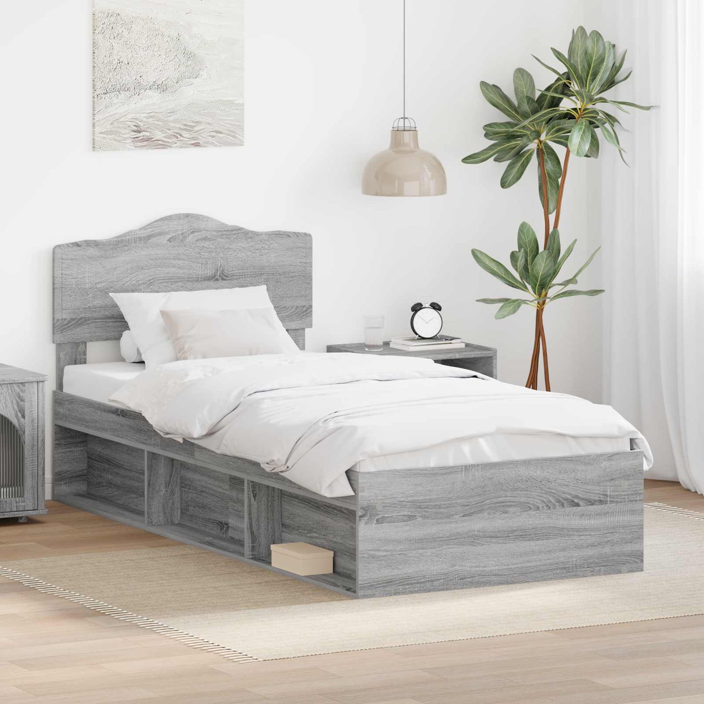vidaXL Σκελετός Κρεβατιού Γκρι Sonoma 75 x 190 cm Στερεά ξυλεία πεύκου