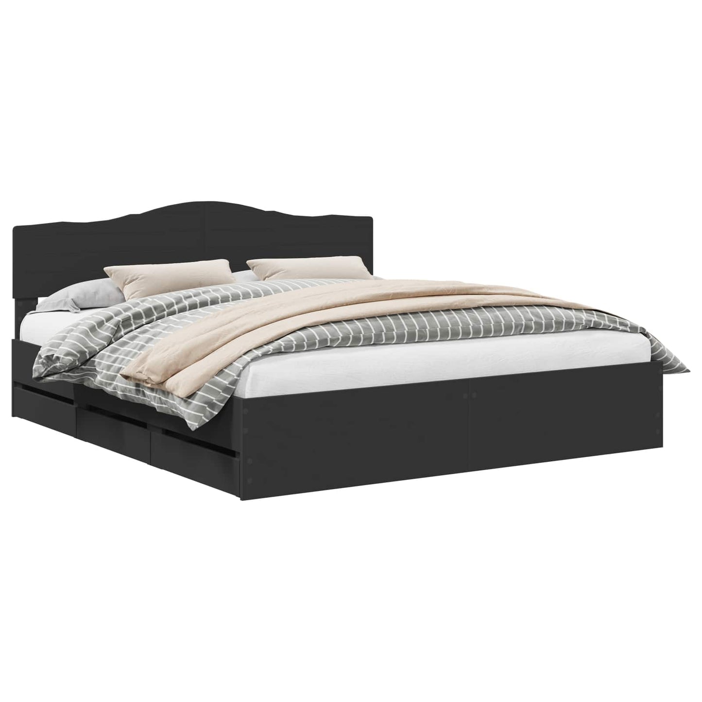 vidaXL Σκελετός Κρεβατιού Μαύρο 180 x 200 cm Μηχανήματος Ξύλο