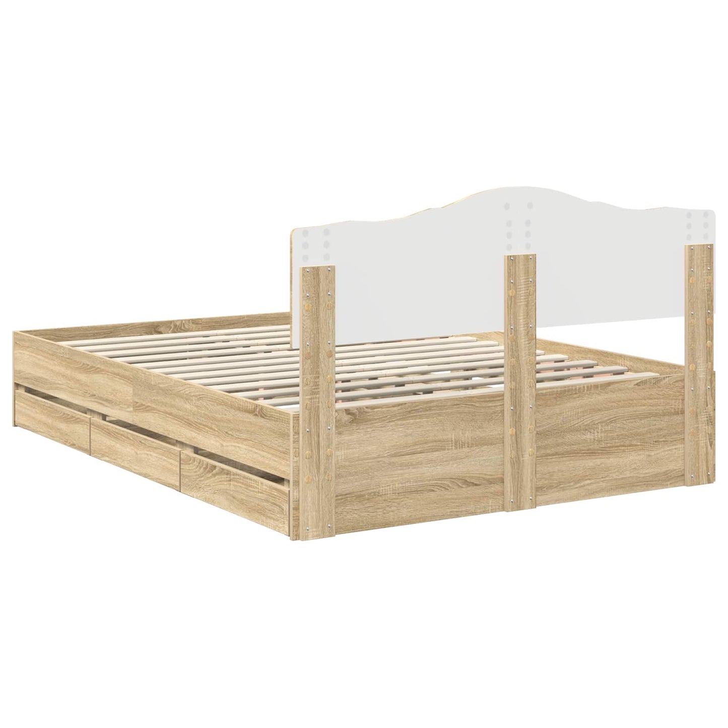 vidaXL Σκελετός Κρεβατιού Δρύς Sonoma 150 x 200 cm Μηχανήματος Ξύλο
