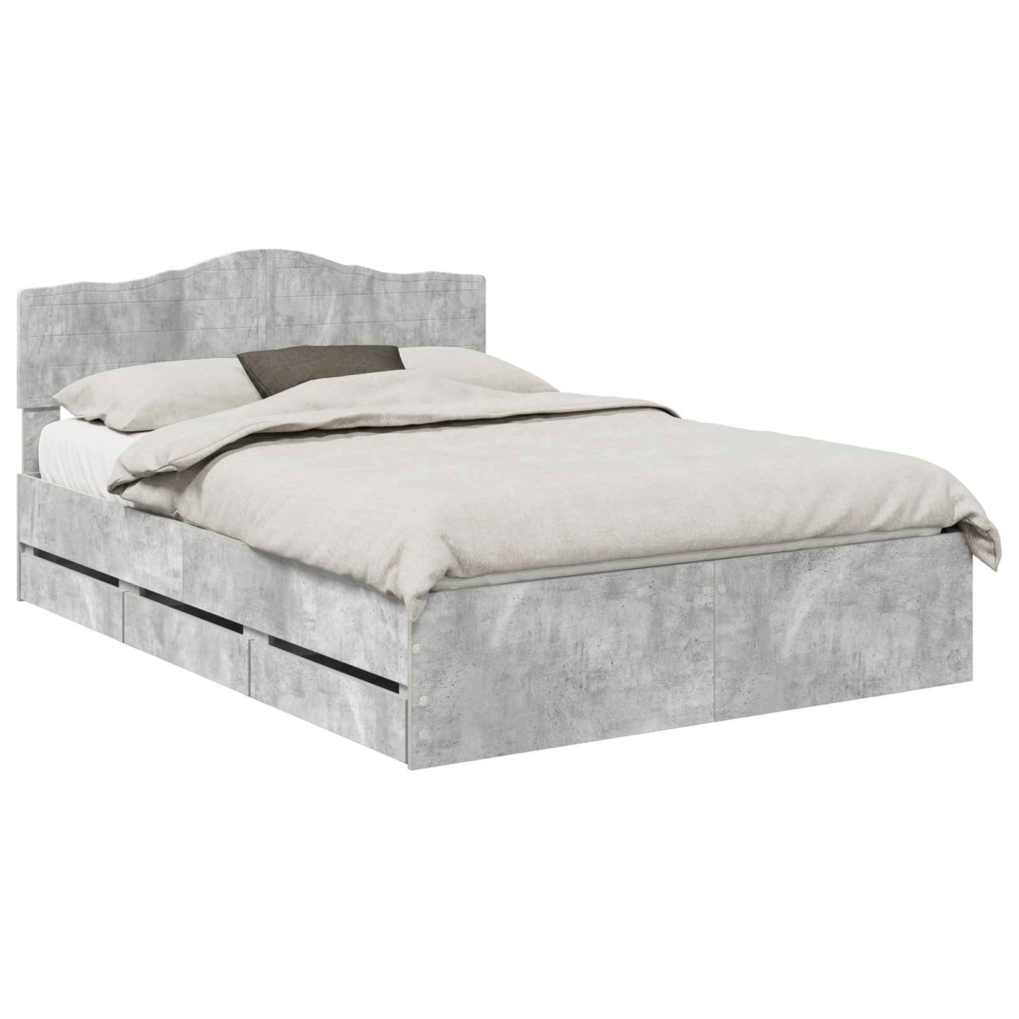 vidaXL Σκελετός Κρεβατιού Σκυρόδεμα Γκρι 150 x 200 cm Μηχανήματος Ξύλο