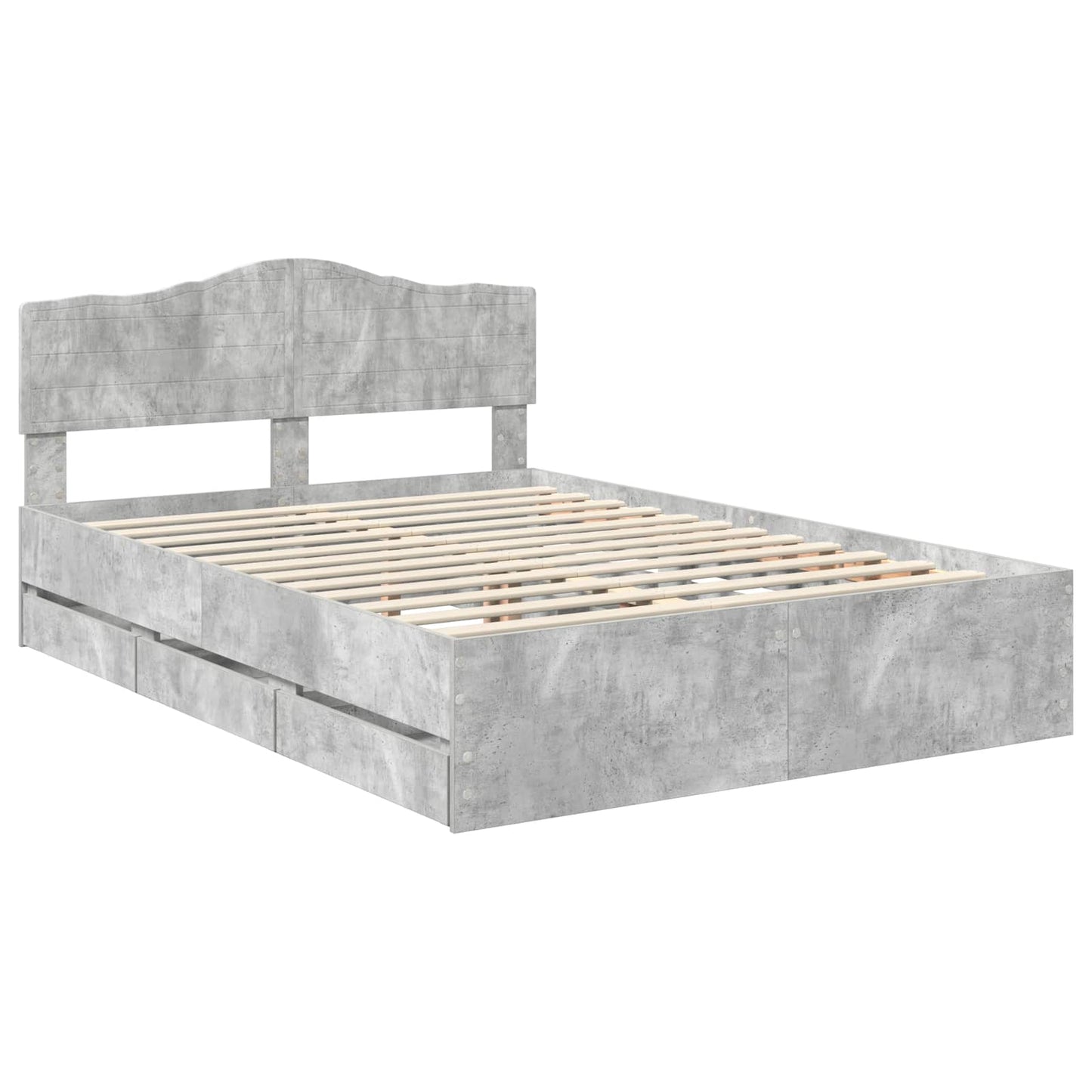 vidaXL Σκελετός Κρεβατιού Σκυρόδεμα Γκρι 150 x 200 cm Μηχανήματος Ξύλο