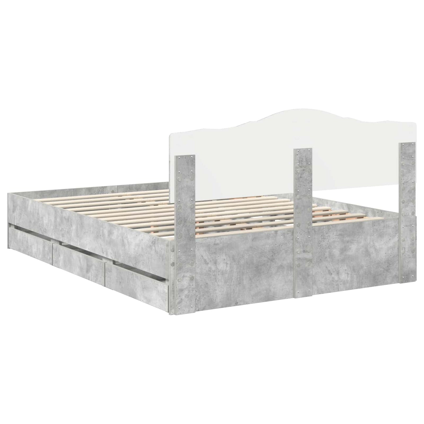 vidaXL Σκελετός Κρεβατιού Σκυρόδεμα Γκρι 150 x 200 cm Μηχανήματος Ξύλο